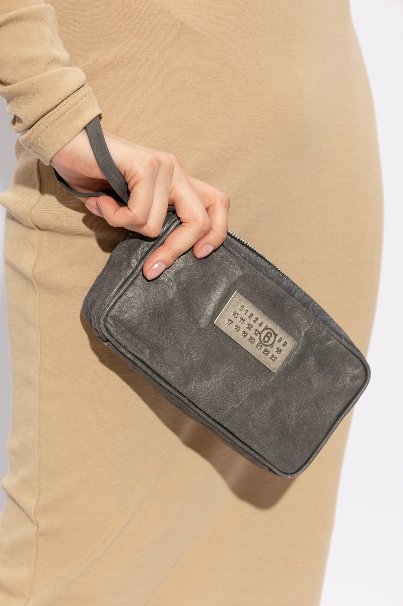 Grey MM6 Maison Margiela cosmetic bag with logo MM6 Maison